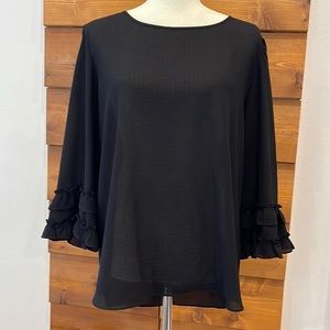 Sheer black tunic with bell sleeves